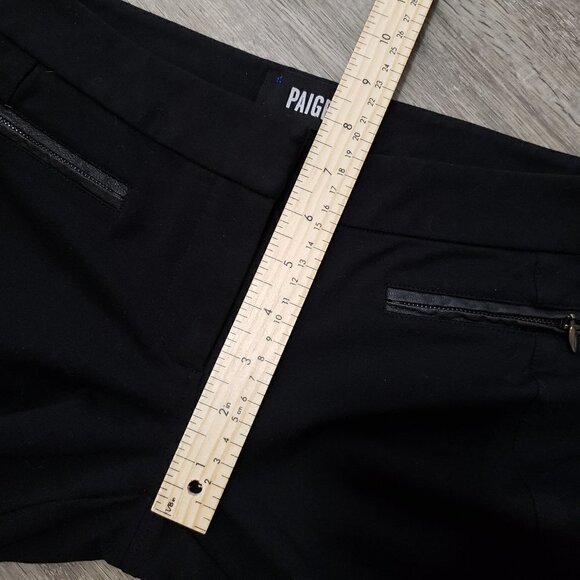 Paige Premium Los Feliz Black Label Leather Trim Ponte Ankle Pants 27 - Picture 9 of 11